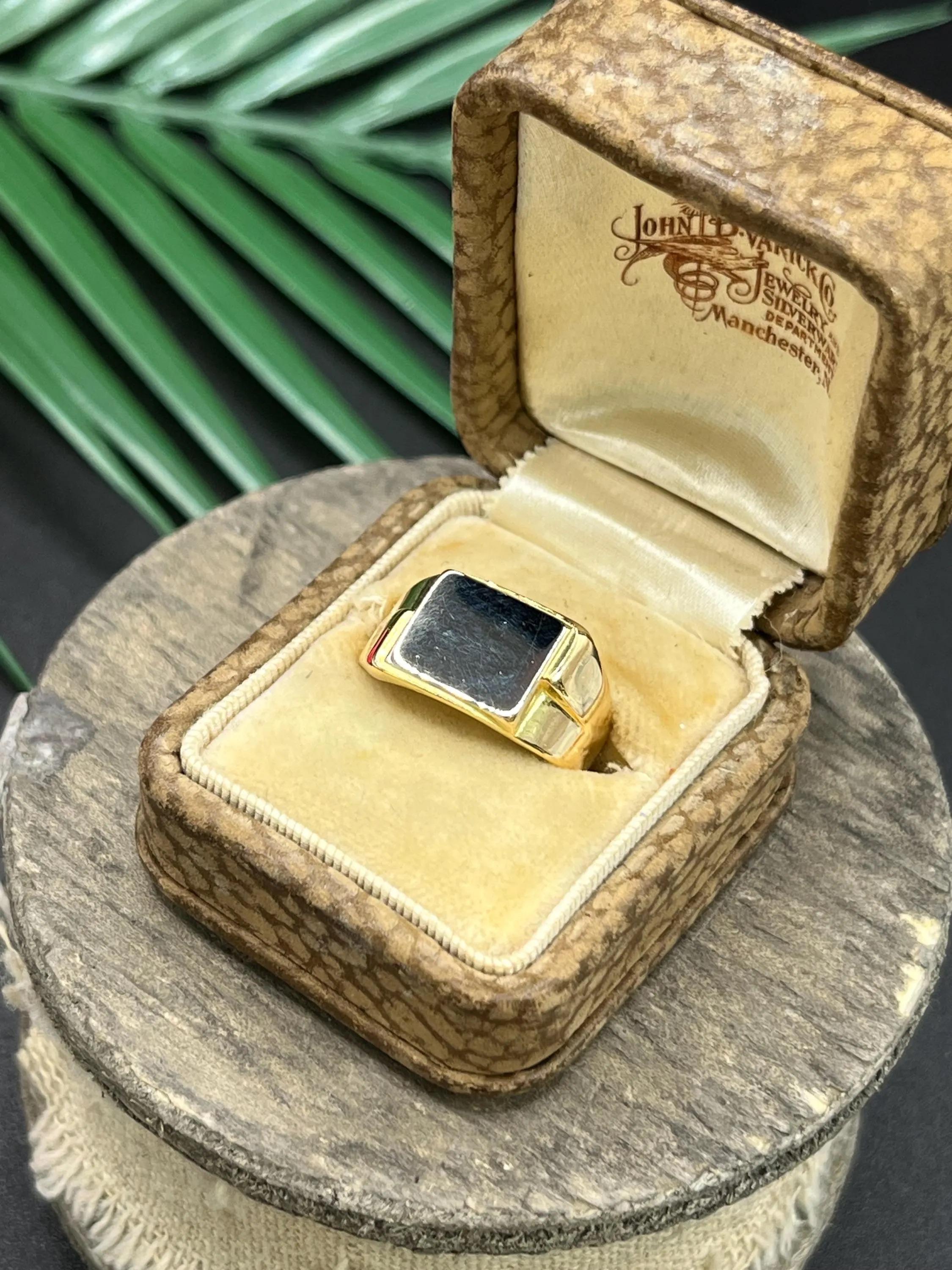Antik 18ct Gold & Platin, 1920er Art Deco Siegelring im Angebot 5
