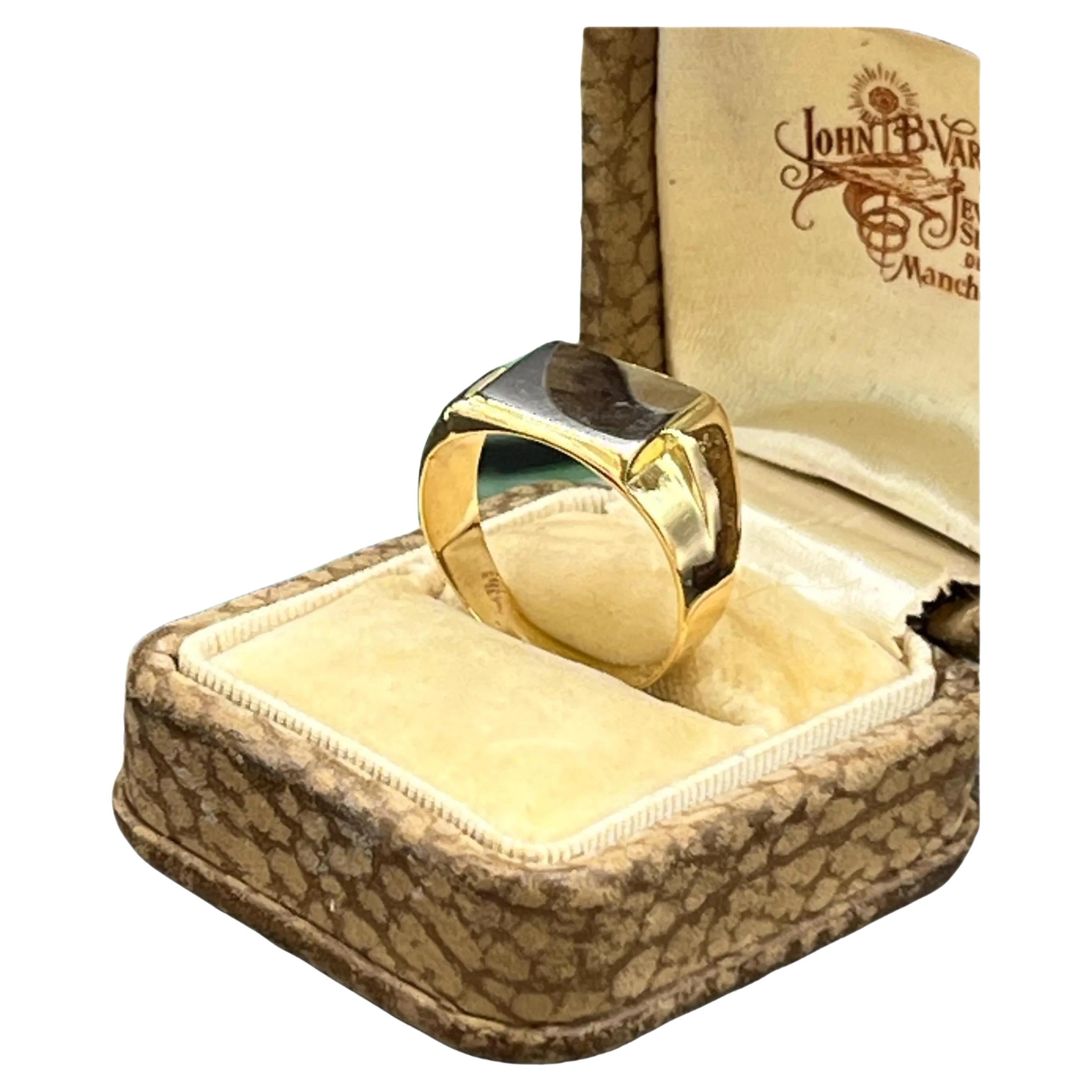 Antik 18ct Gold & Platin, 1920er Art Deco Siegelring