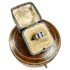 Antiker 18 Karat Gold & Platin 1920er Jahre Original Art Deco Saphir-Diamant-Ring