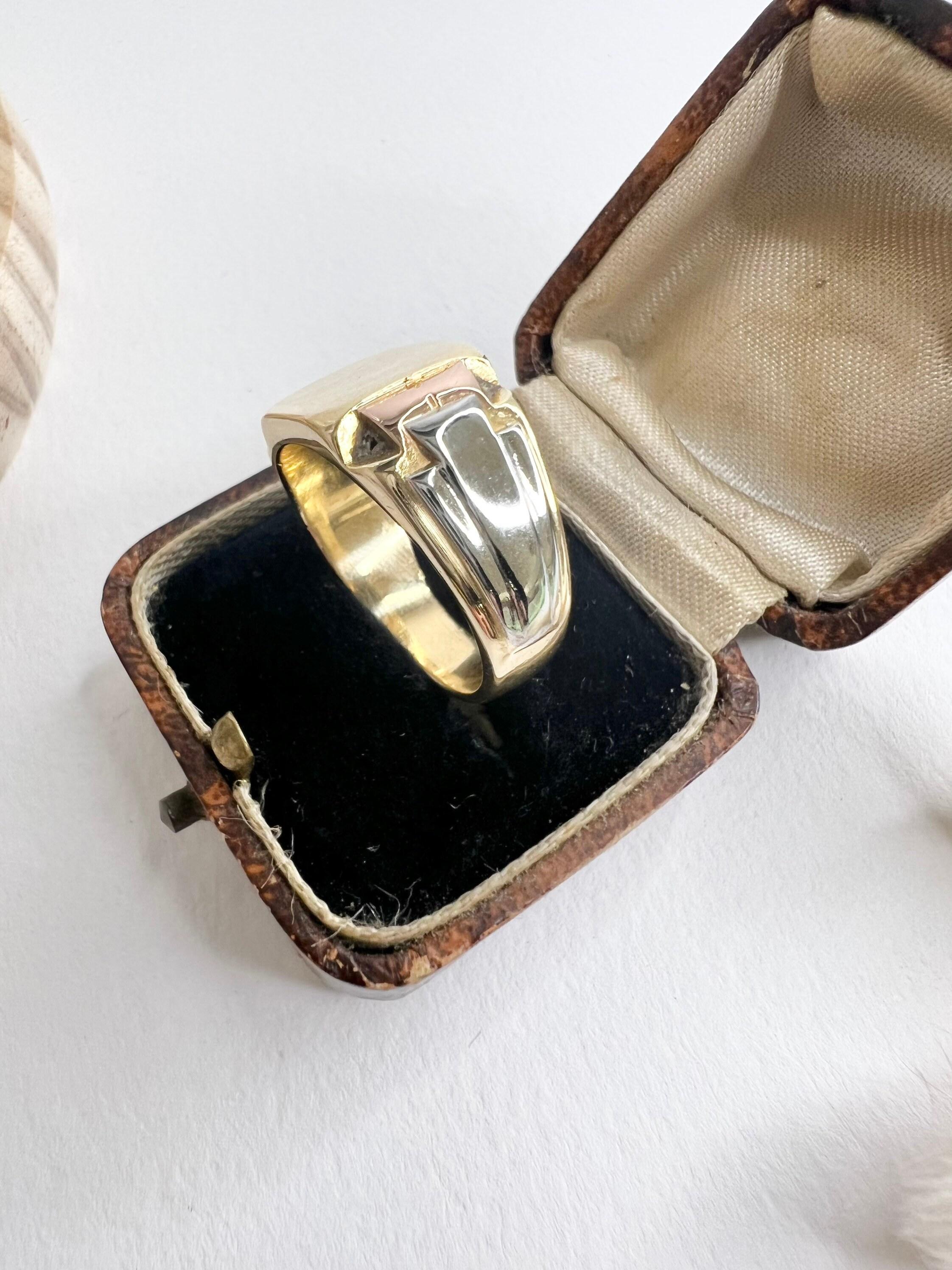 Antique 18ct Gold & Platinum Art Deco Signet Ring For Sale 5