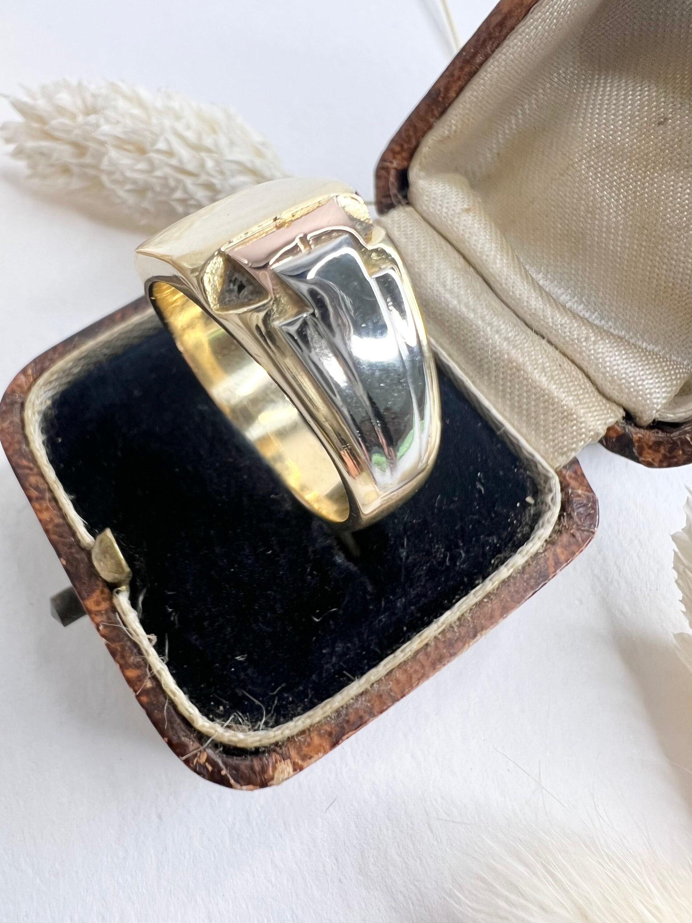 Antique 18ct Gold & Platinum Art Deco Signet Ring For Sale 3