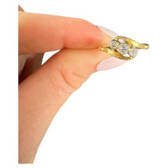 Antique 18ct Gold & Platinum, Art Nouveau Three Stone Crossover Diamond Ring