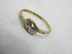 Antique 18ct Gold Platinum Diamond Bypass Engagement Ring 750 950 Size L 1/2 6