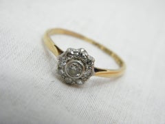Antique 18ct Gold Platinum Diamond Cluster Gypsy Ring 750 950 Purity