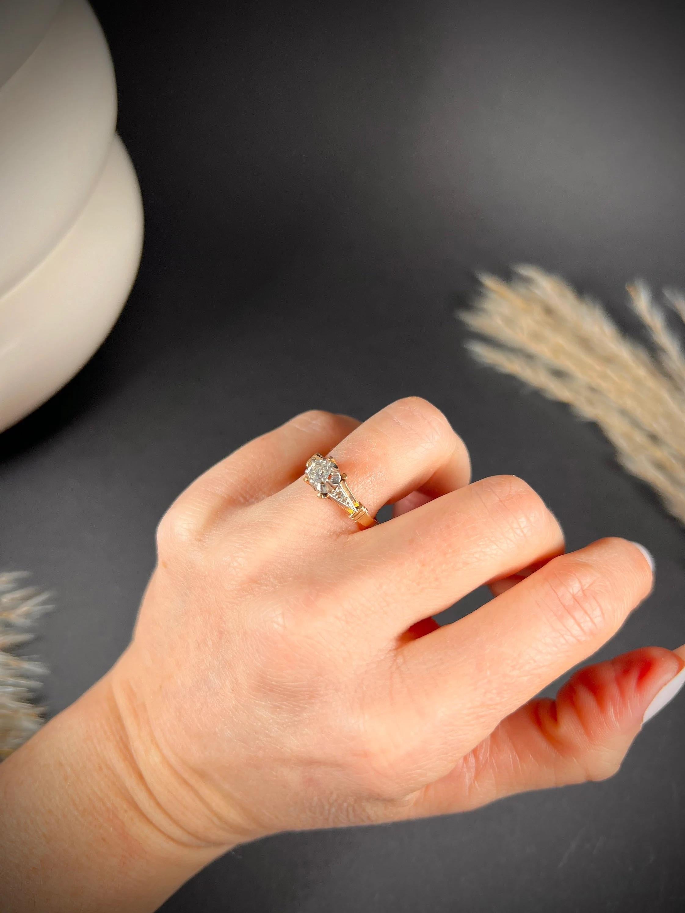 Antiker Verlobungsring aus 18 Karat Gold und Platin mit Diamanten für Damen oder Herren im Angebot