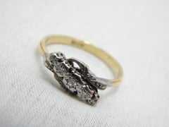 Antique 18ct Gold Platinum Diamond Eternity Bypass Engagement Ring Size O 1/2 7