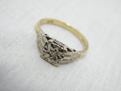 Antique 18ct Gold Platinum Diamond Solitaire Engagement Ring Size K 5.5 750 950