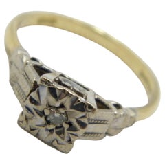 Antique 18ct Gold Platinum Diamond Solitaire Engagement Ring Size K 5.5 750 950 