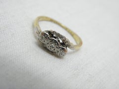 Antique 18ct Gold Platinum Diamond Trilogy Bypass Engagement Ring Size J 4.75