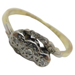 Antique 18ct Gold Platinum Diamond Trilogy Bypass Engagement Ring Size J 4.75