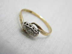 Antique 18ct Gold Platinum Diamond Trilogy Bypass Engagement Ring Size M1/2 6.75