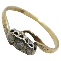 Antique 18ct Gold Platinum Diamond Trilogy Bypass Engagement Ring Size M1/2 6.75