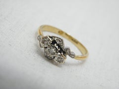 Antique 18ct Gold Platinum Diamond Trilogy Bypass Engagement Ring