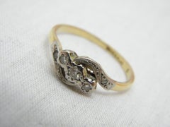 Antique 18ct Gold Platinum Diamond Trilogy Bypass Engagement Ring Size U 10.25