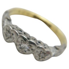 Antique 18ct Gold Platinum Diamond Trilogy Engagement Ring Size K1/2 5.7 750 950