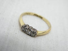 Antique 18ct Gold Platinum Diamond Trilogy Engagement Ring Size L 5.75 750 950