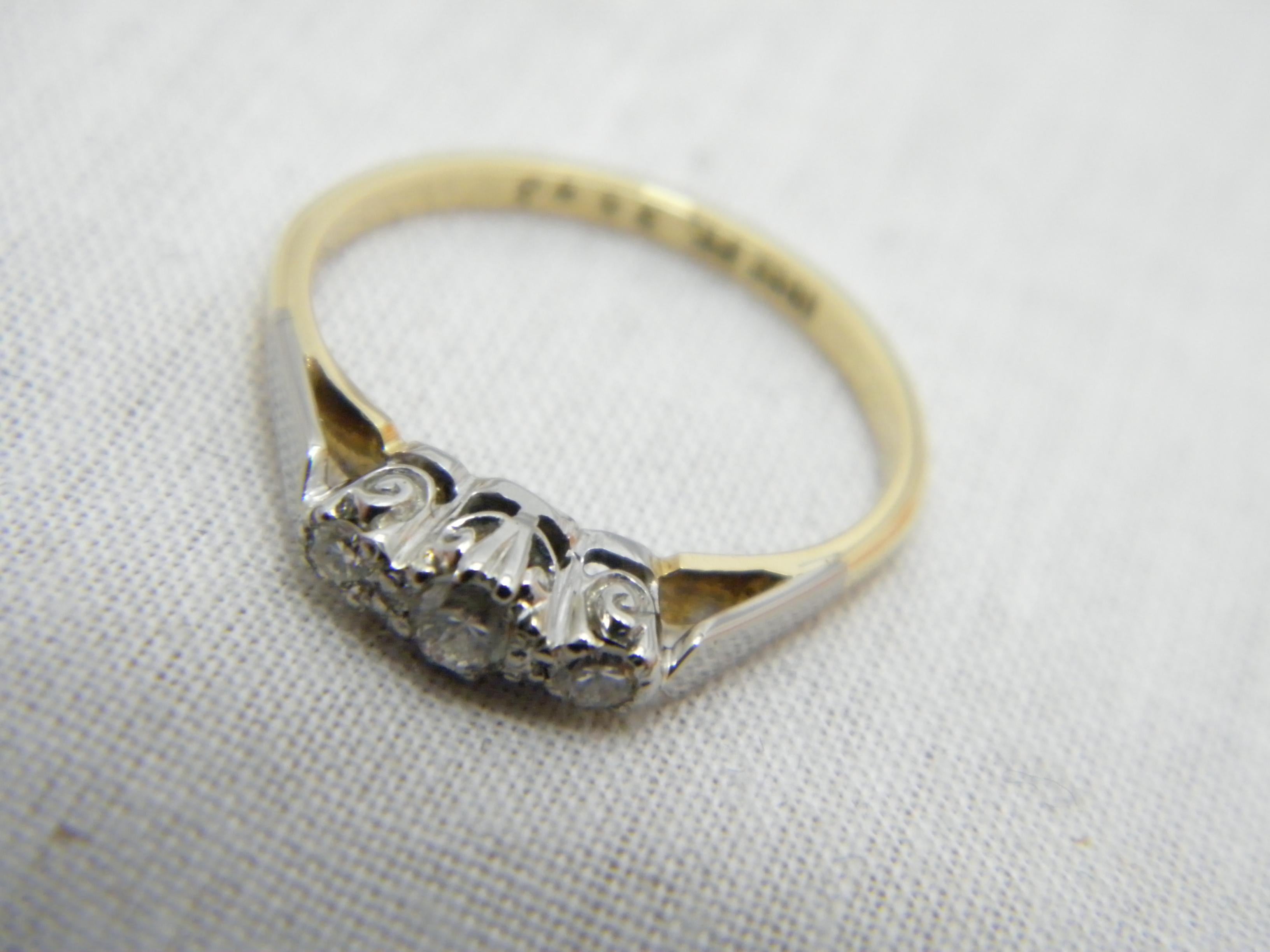 antique 18ct gold and platinum diamond ring