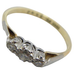 Antique 18ct Gold Platinum Diamond Trilogy Engagement Ring Size L 6 750 950