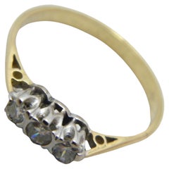 Antique 18ct Gold Platinum Diamond Trilogy Engagement Ring Size L1/2 6.25 750