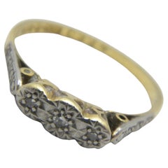 Antique 18ct Gold Platinum Diamond Trilogy Engagement Ring Size N 6.75 750 950