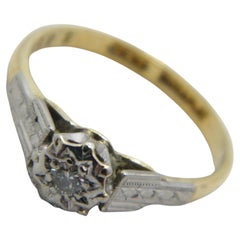 Antique 18ct Gold Platinum Diamond Solitaire Engagement Ring Size N 6.75 750 950