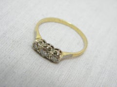 Antique 18ct Gold Platinum Diamond Trilogy Engagement Ring 750 950 Size O 1/2