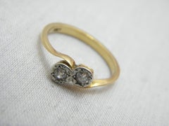 Antique 18ct Gold Platinum Diamond Twist Engagement Ring Size L 5.75 750 950