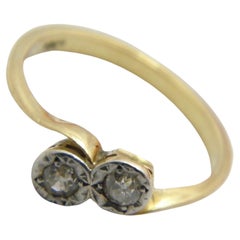 Antique 18ct Gold Platinum Diamond Twist Engagement Ring Size L 5.75 750 950