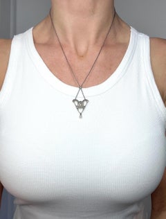 Antique 18ct Gold & Platinum, Edwardian Diamond and Pearl Pendant Necklace