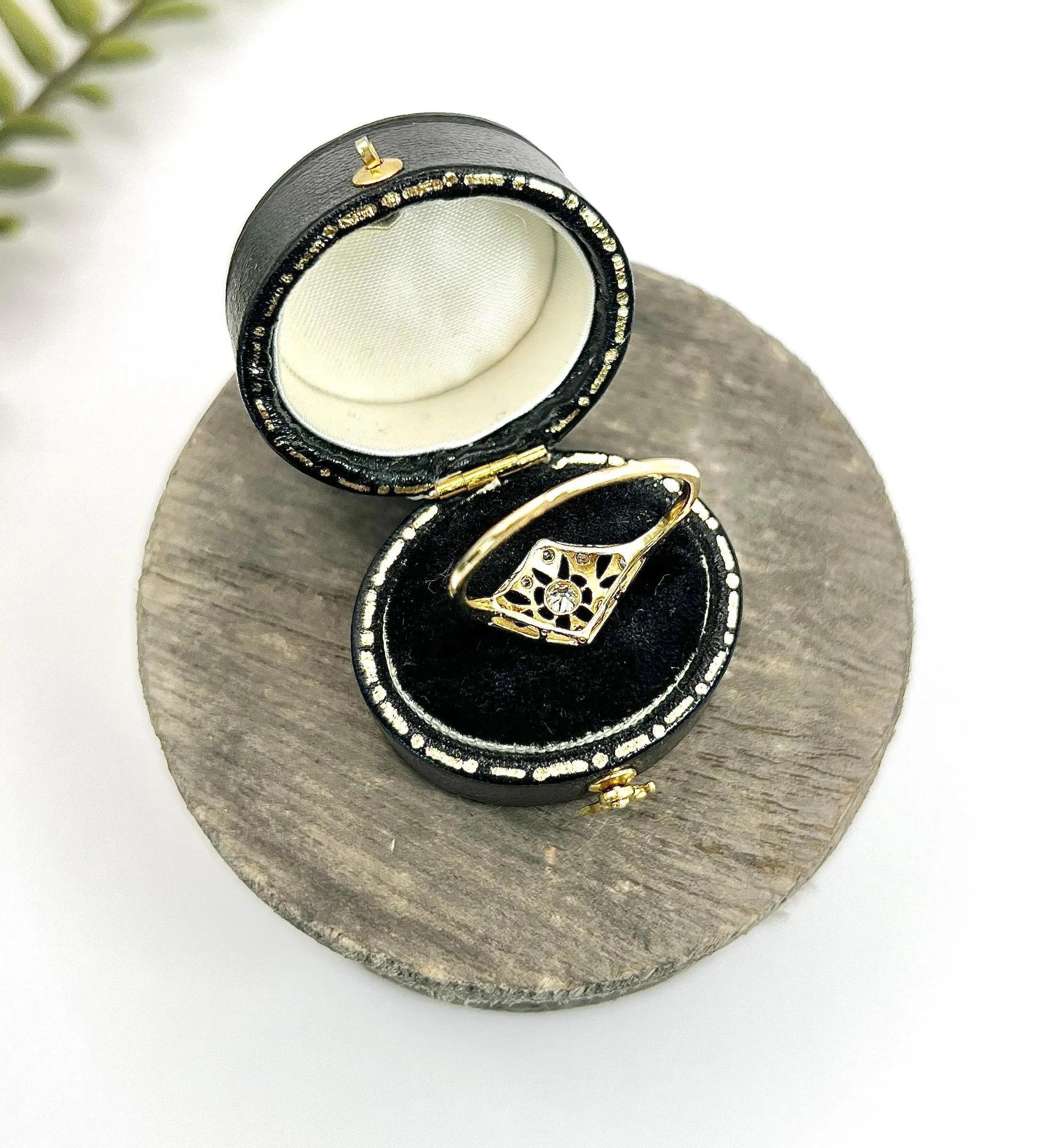 Antique 18ct Gold & Platinum, Edwardian Diamond Bombe Shaped Ring 7