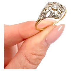Antique 18ct Gold & Platinum, Edwardian Diamond Bombe Shaped Ring