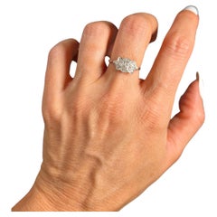 Antique 18ct Gold & Platinum Edwardian Diamond Bow Shaped Illusion Ring