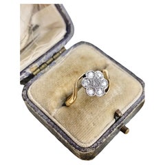 Antique 18ct Gold & Platinum Edwardian Diamond Daisy Ring