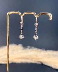 Antique 18ct Gold & Platinum Edwardian Diamond Dormeuse Drop Earrings