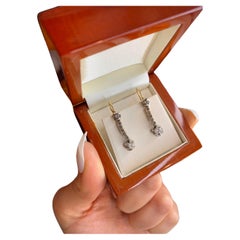 Used 18ct Gold & Platinum Edwardian Diamond Dormeuse Drop Earrings