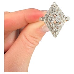 Bague ancienne en or 18 carats et platine, diamant édouardien en forme de marquise/navette
