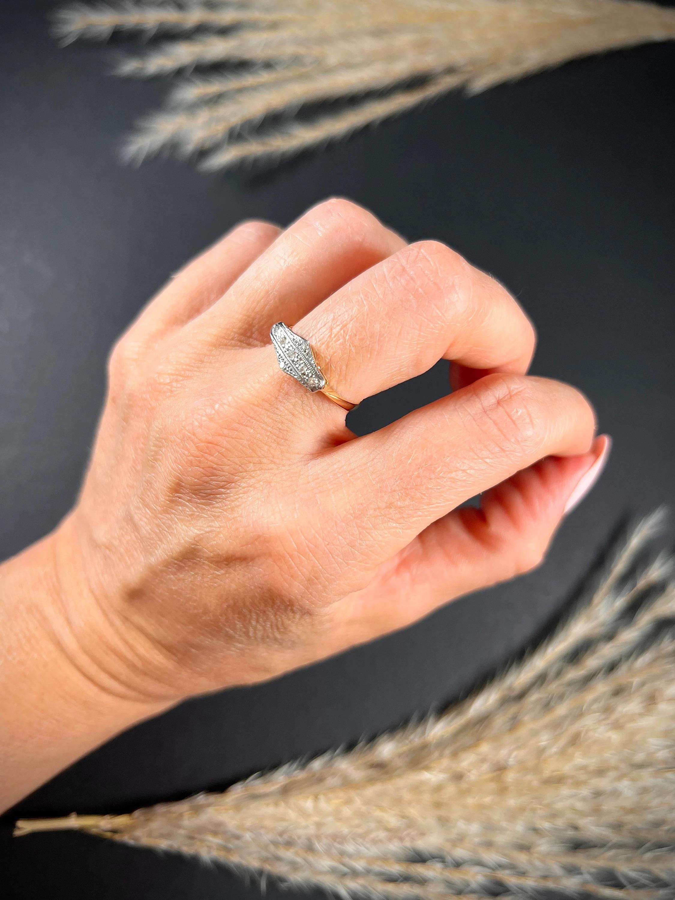 Old European Cut Antique 18ct Gold & Platinum Edwardian Diamond Ring For Sale