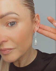Antique 18ct Gold & Platinum, Edwardian Diamond & Seed Pearl Dangle Earrings