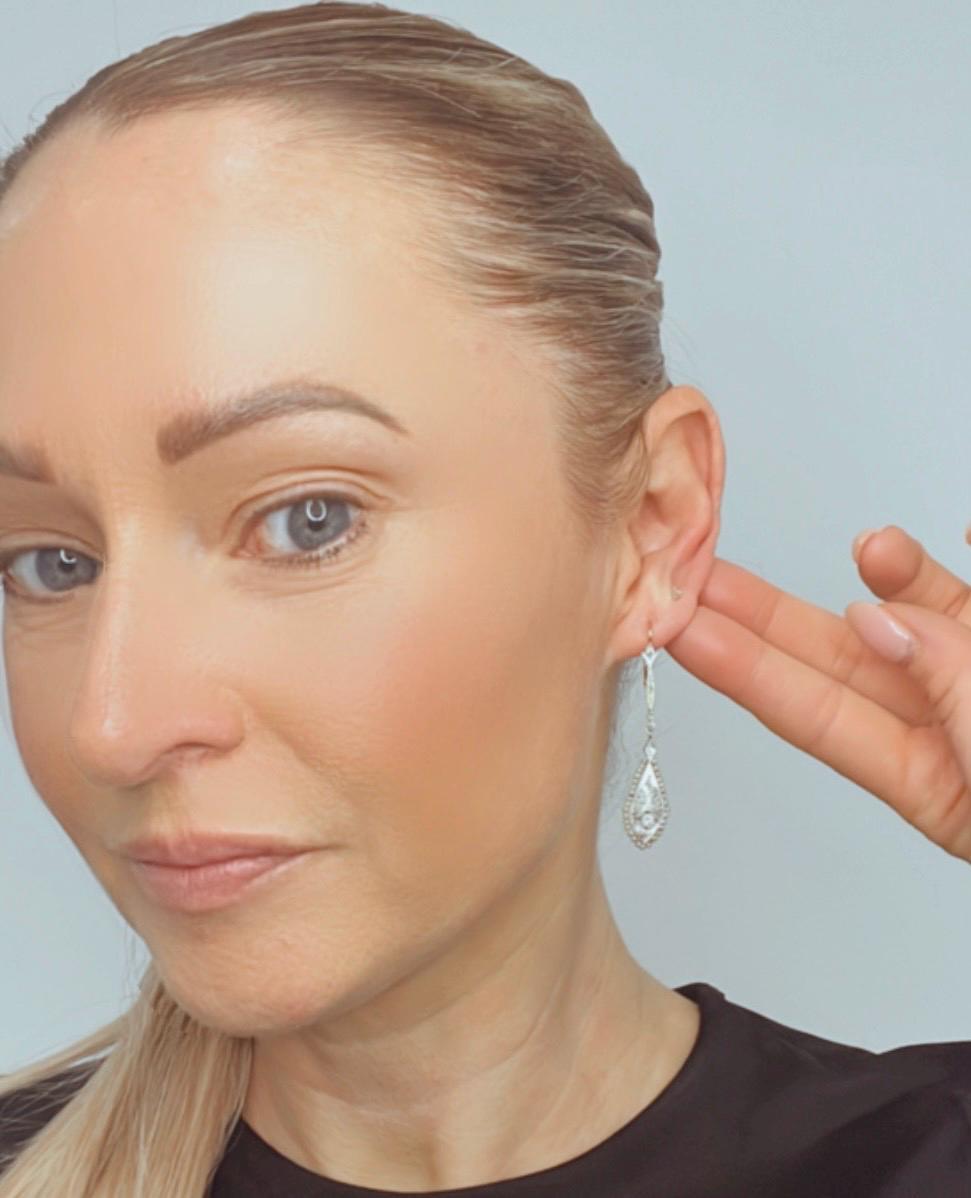 Mixed Cut Antique 18ct Gold & Platinum, Edwardian Diamond & Seed Pearl Dangle Earrings For Sale