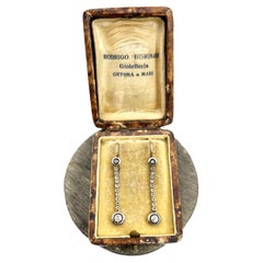 Antique 18ct Gold & Platinum, Edwardian Diamond Target Drop Earrings
