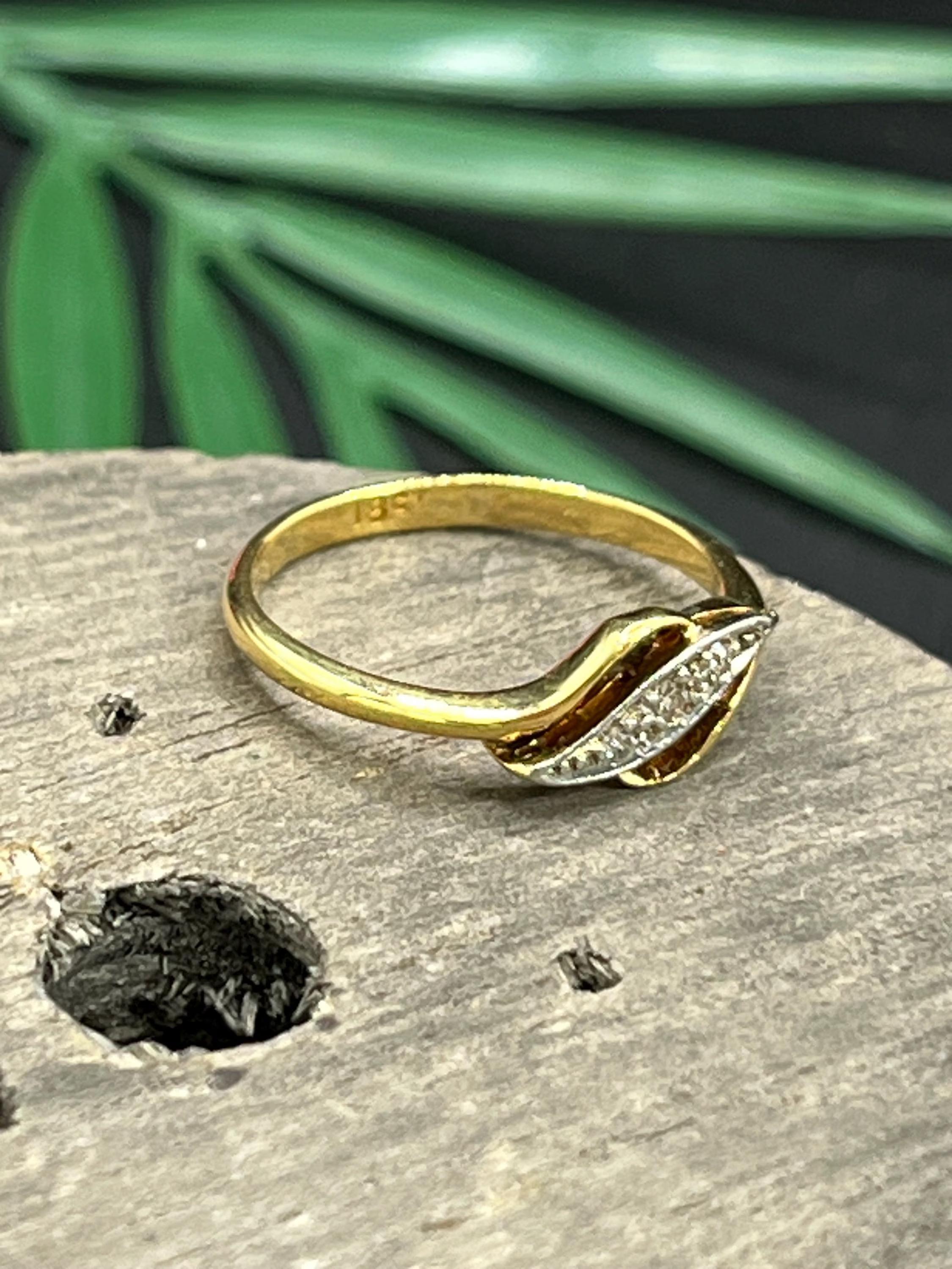 Antiker 18ct Gold & Platin, Edwardianischer Diamant Twist Ring im Angebot 2