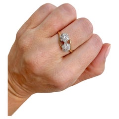Antique 18ct Gold & Platinum Edwardian Double Diamond Daisy Ring