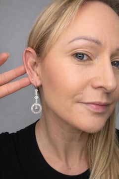 Antique 18ct Gold & Platinum, Edwardian era Diamond Drop Earrings