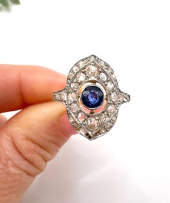 Antique 18ct Gold & Platinum, Edwardian era Sapphire and Diamond Ring