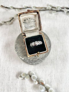 Antique 18ct Gold & Platinum Edwardian Five Stone Diamond Target Ring