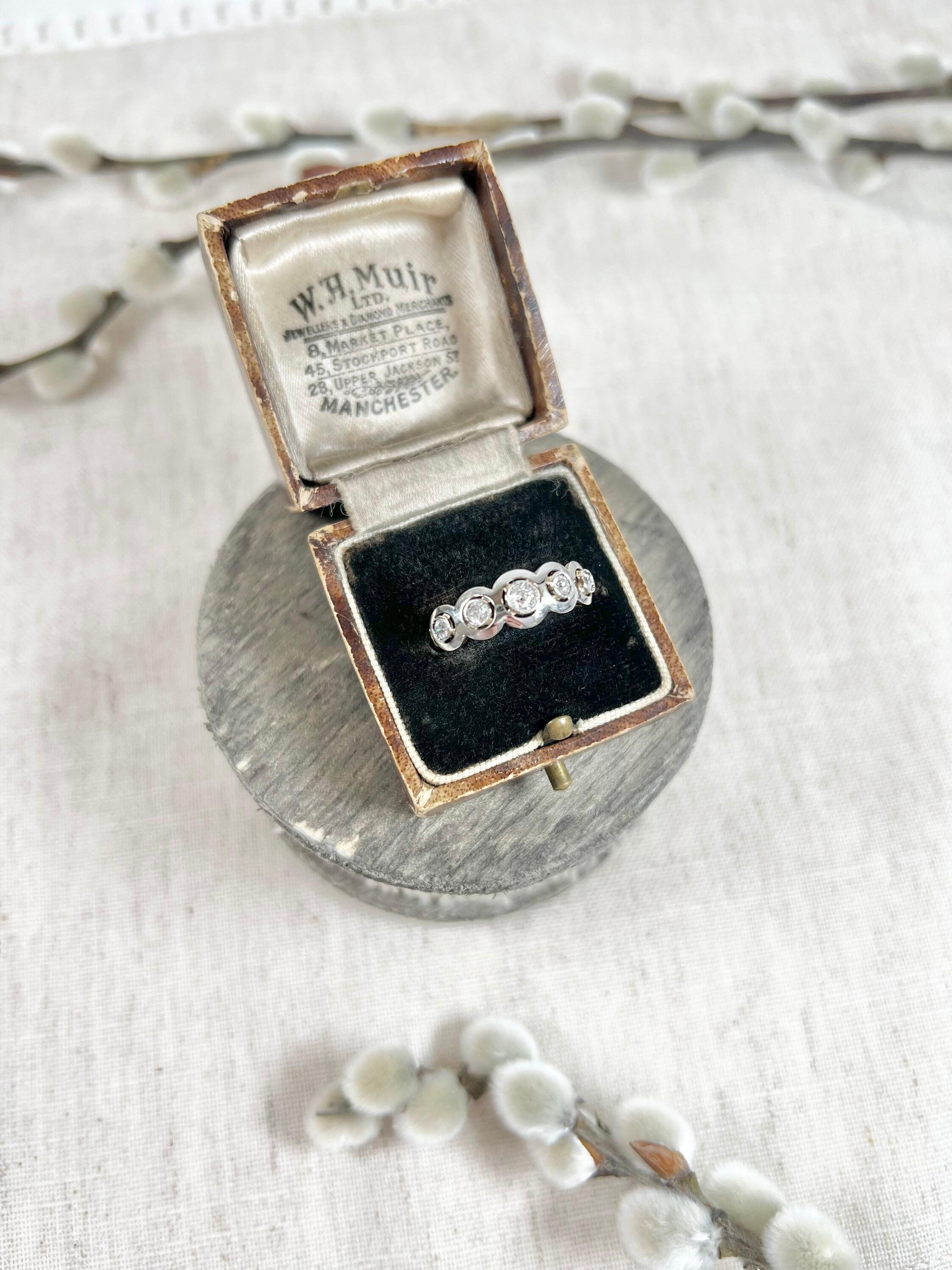 Antique 18ct Gold & Platinum Edwardian Five Stone Diamond Target Ring 2