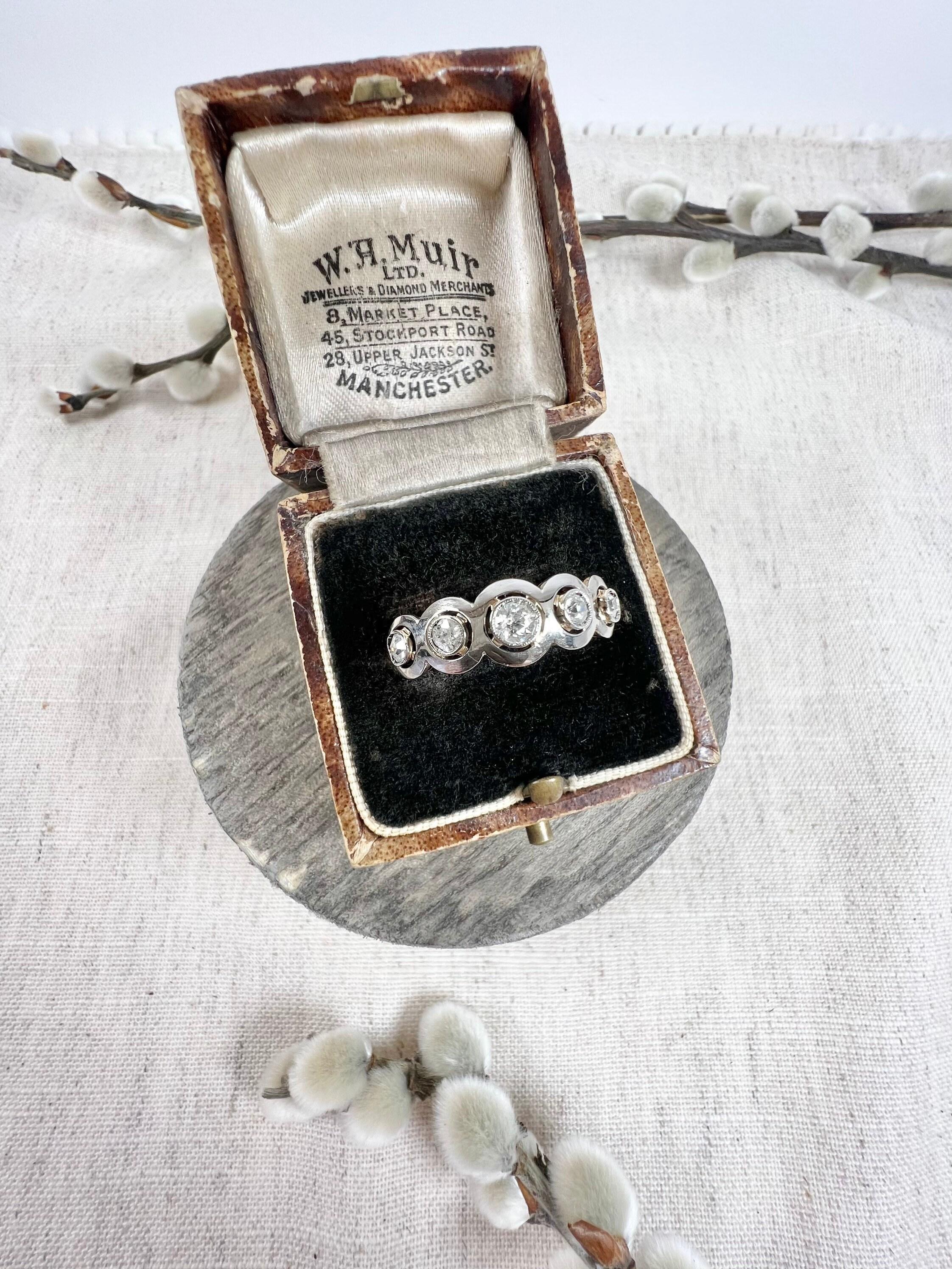 Antique 18ct Gold & Platinum Edwardian Five Stone Diamond Target Ring 3