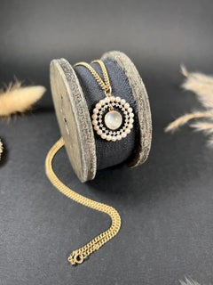 Antique 18ct Gold & Platinum Edwardian Moonstone, Diamond, Pearl Halo Pendant