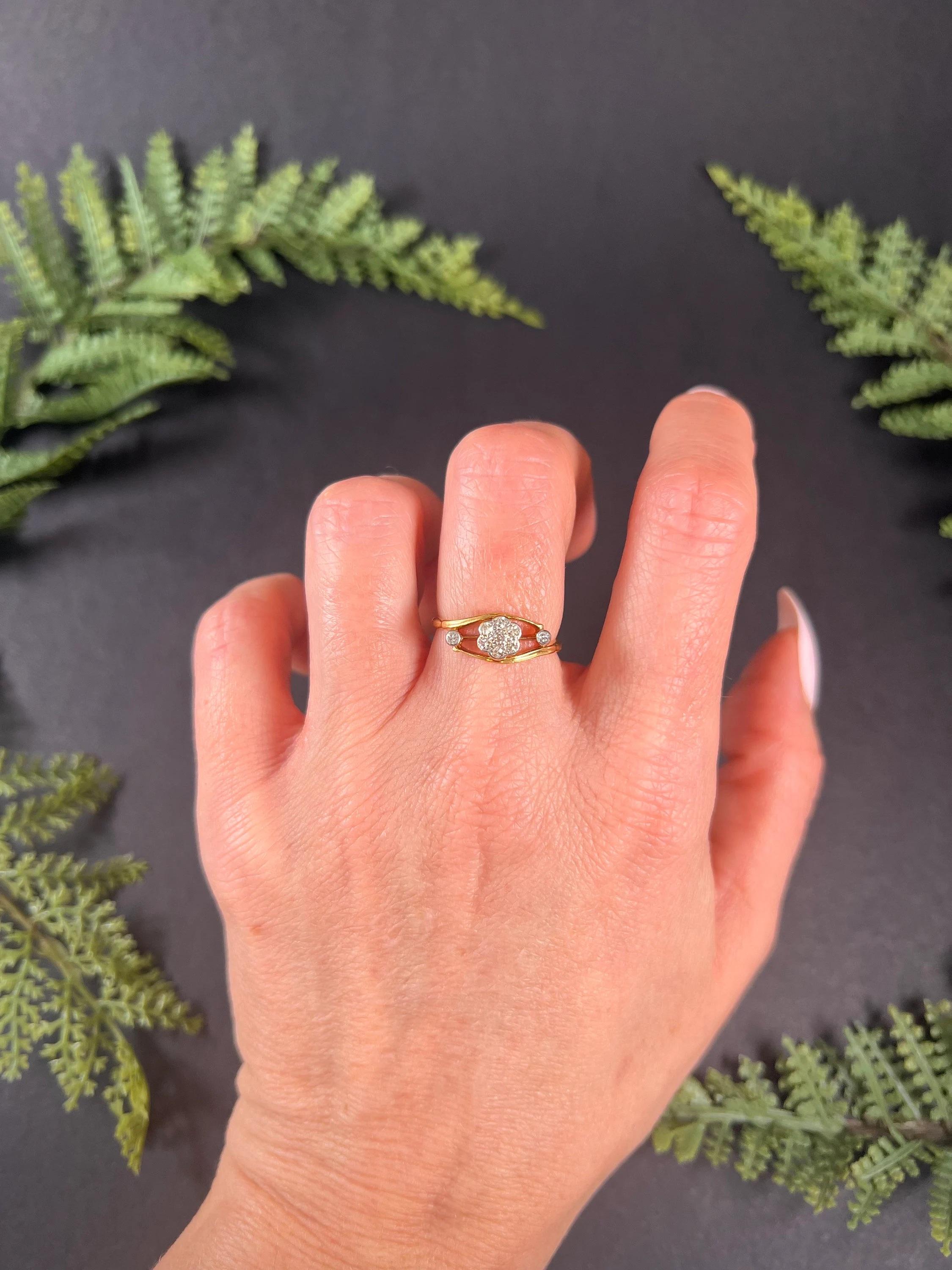 Old European Cut Antique 18ct Gold & Platinum Edwardian Old Cut Diamond Daisy Crossover Ring For Sale