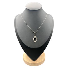 Antique 18ct Gold & Platinum, Edwardian Onyx and Diamond Pendant Necklace